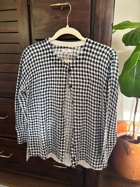 Crown & Ivy Navy and White Gingham Cardigan